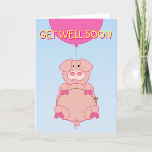 Carte Cochon volant mignon et ballon
