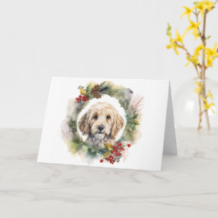 Carte Cockapoo Christmas Wreath Festive Pup