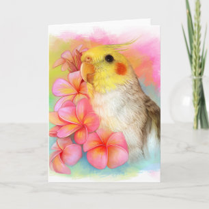Carte Cockatiel avec le frangipani