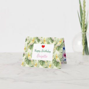 Carte Cockatiel Lover Nom et texte personnalisés Anniver