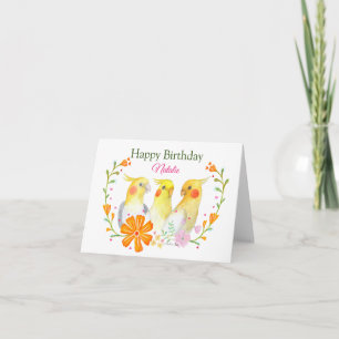 Carte Cockatiel Lover Nom personnalisé Joyeux anniversai