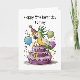 Carte cockatoo perché sur des ballons de gâteau d'annive