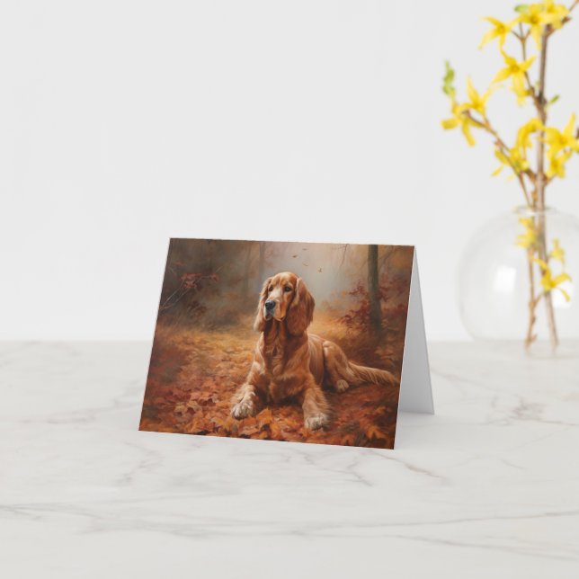 Carte Cocker Spaniel à l'automne Feuilles automne Inspir (Fleur jaune)