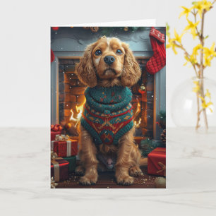 Carte Cocker Spaniel Chien Avec Les Cadeaux De Noël Chem