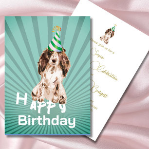 Carte Cocker Spaniel Chien heureux Anniversaire Invitati