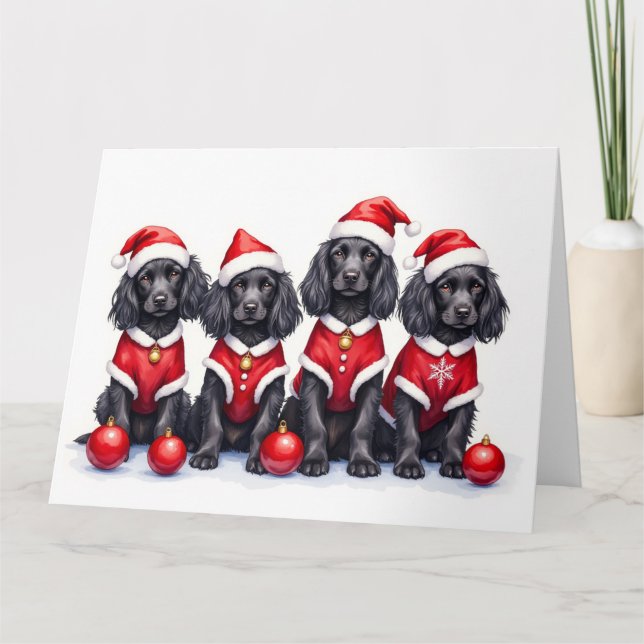 Carte Cocker Spaniel Christmas Dress Santa Hat (Devant)