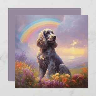 Carte Cocker Spaniel Dog Rainbow Bridge Nom personnalisé