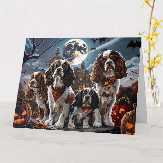 Carte Cocker Spaniel Halloween Épouvantable (Fleur jaune)