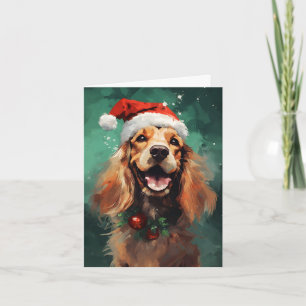 Carte Cocker Spaniel peinture à la brosse de Noël
