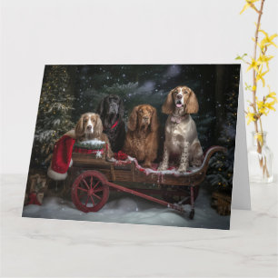 Carte Cocker Spaniel Snowy Sleigh Décor de Noël