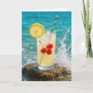 Carte Cocktail à la citronnelle d'anniversaire sur un ro