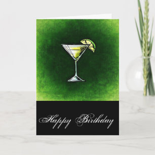Carte Cocktail d'anniversaire vert absinthe