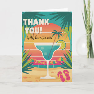 Carte Cocktail de remerciement de fête tropicale de plag
