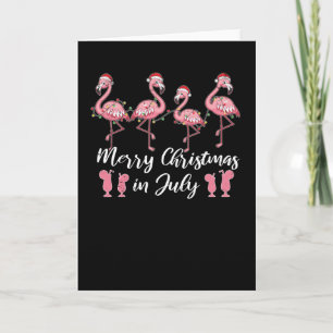 Carte Cocktail d'été Joyeux Noël En Juillet Flamant rose