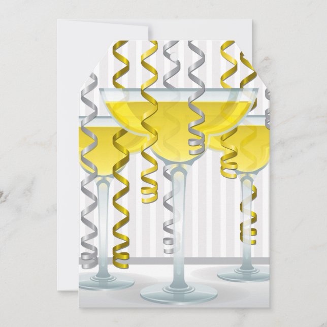Carte Cocktail jaune et ruban (Devant)
