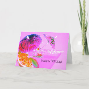 Carte Cocktail umbrellas happy birthday card