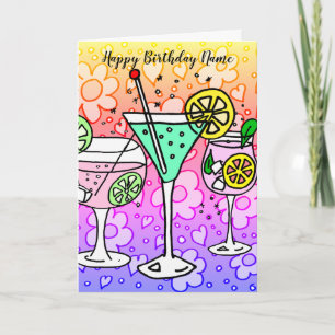 Carte Cocktails et fleurs Anniversaire
