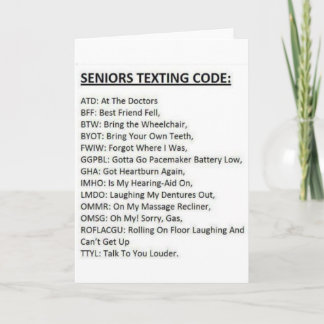 Carte Code de SMS pour seniors