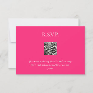 Carte Code QR Mariage rose chaud contemporain
