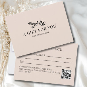 Carte Code QR minimal beige botanique pour les entrepris