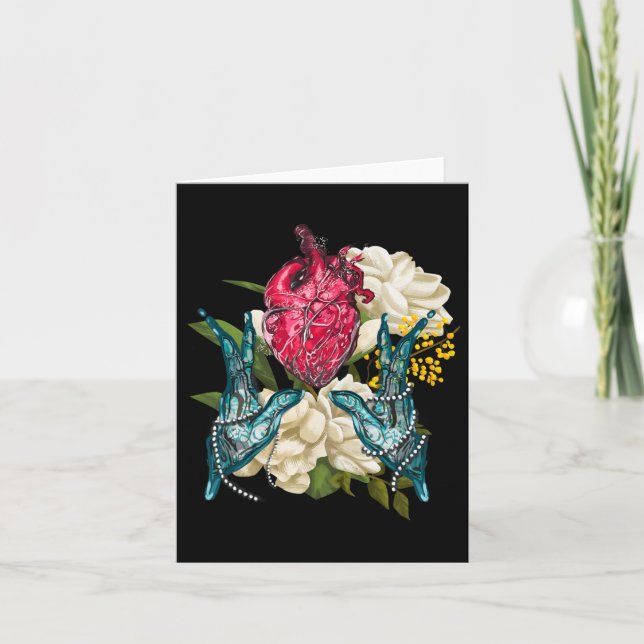 Carte Coeur Anatomique Et Fleurs Docteur Valentine (Devant)