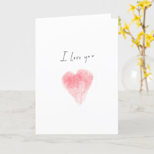 Carte Coeur Aquarelle I Love You