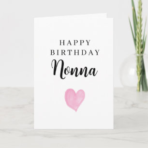 Carte Cœur aquarelle rose Joyeux anniversaire Nonna