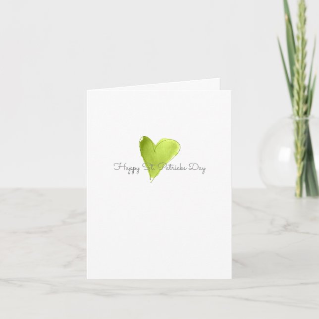 Carte Cœur aquarelle vert Joyeuse St Patrick Fun (Devant)