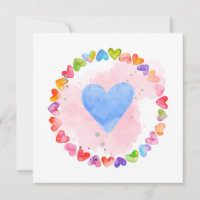 Carte Coeur arc-en-ciel aquarelle