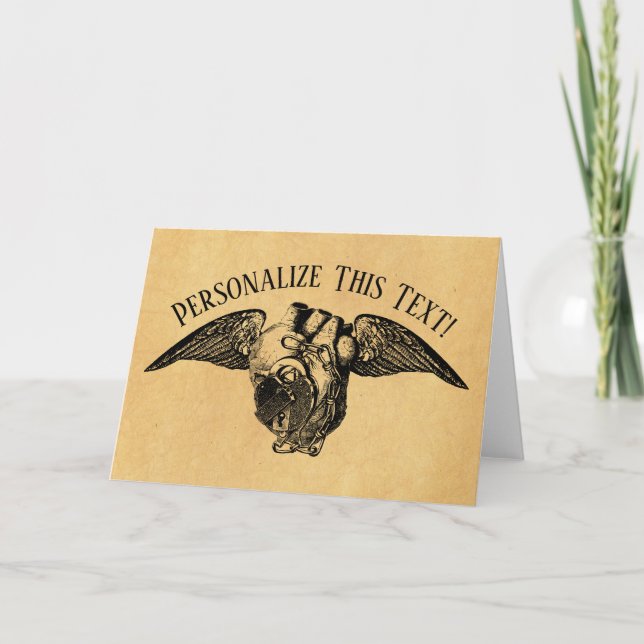 Carte Coeur avec verrous et ailes (Devant)