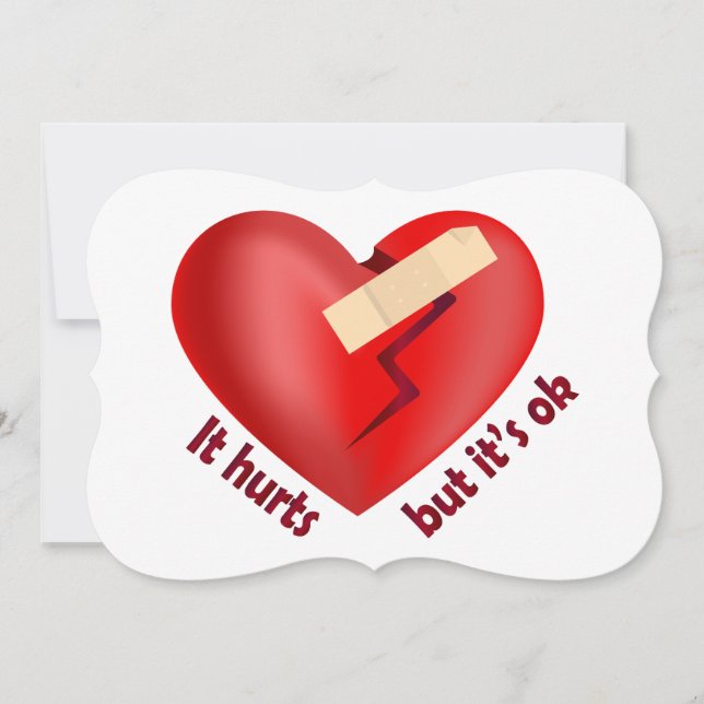 Carte Coeur brisé guéri avec patch et citation de vie (Devant)
