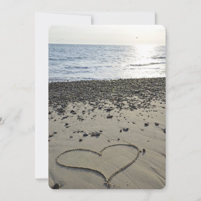 Carte Coeur d'amour dans le sable (Devant)
