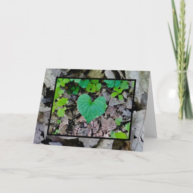 Carte Cœur d'amour de feuille (intérieur vide) (Devant)