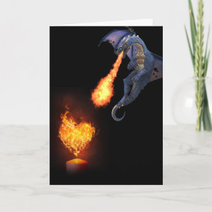Carte Cœur d'amour respirant le feu du dragon