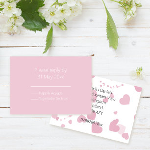 Carte Coeur d'amour rose RSVP insérer