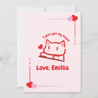 Carte Cœur d'animal mignon personnalisé