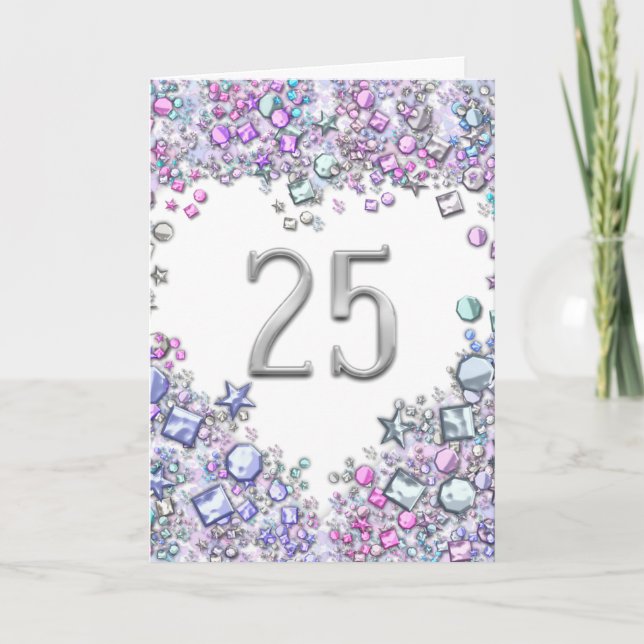 Carte Cœur d'anniversaire de mariage romantique 25 ans (Devant)