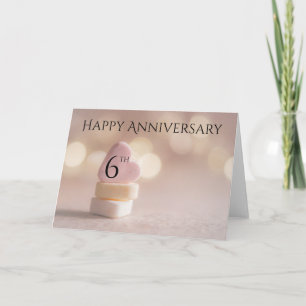 Carte Coeur de bonbons du 6e anniversaire