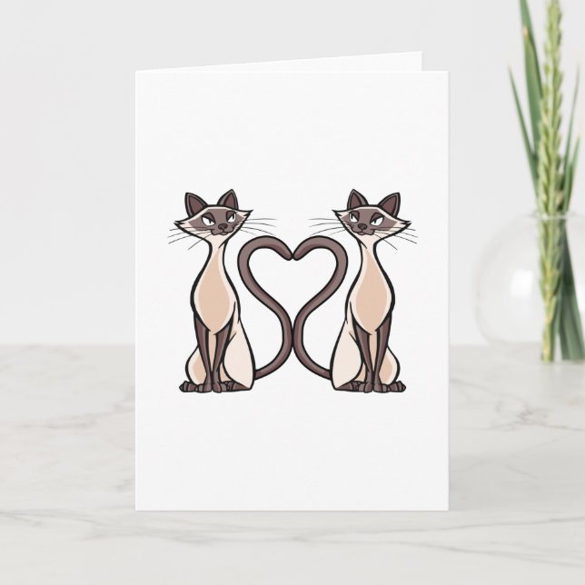 Carte Coeur de chats siamois (Devant)