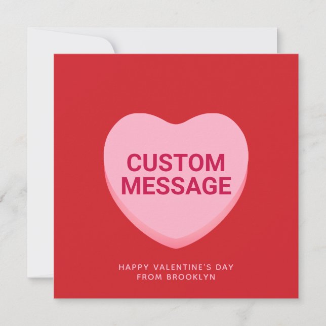 Carte Coeur de conversation de message personnalisé roug (Devant)