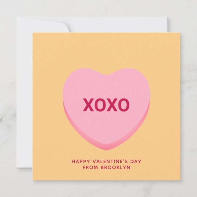 Carte Coeur de conversation orange XOXO Saint Valentin (Devant)
