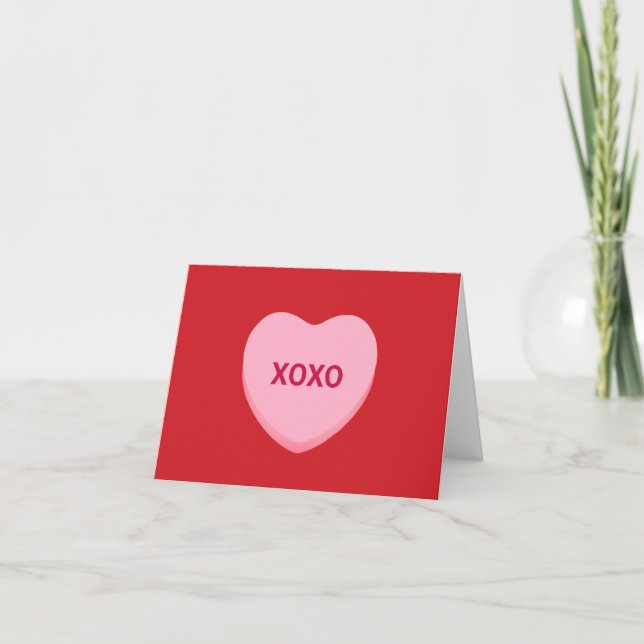 Carte Coeur de conversation rose rouge XOXO Saint Valent (Devant)