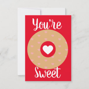 Carte Cœur de donut moderne Saint-Valentin rose rouge