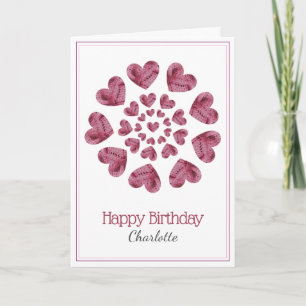 Carte coeur de fleur tricoté d'anniversaire