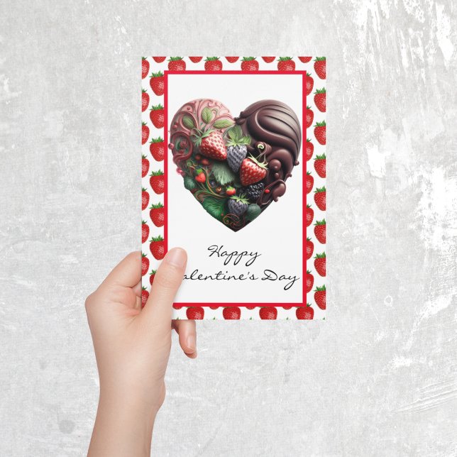 Carte Cœur de fraise au chocolat pour la Saint-Valentin (Créateur téléchargé)