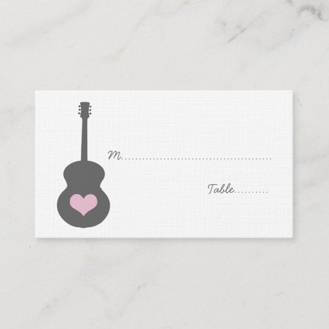 Carte Coeur de Guitare Gris/Rose (Devant)