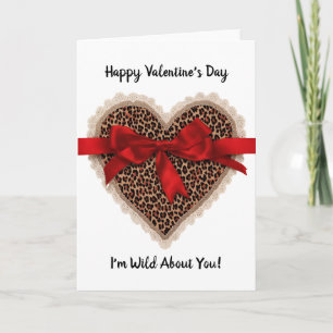 Carte Cœur de la Saint-Valentin ruban rouge dentelle léo