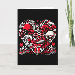 Carte Cœur de natation drôle Saint-Valentin Nageur Femme