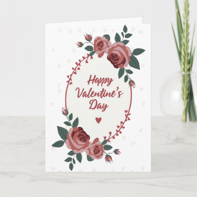 Carte cœur de roses florales pour la Saint-Valenti (Devant)