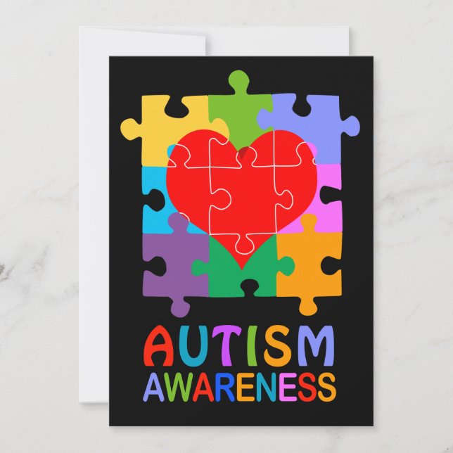 Carte Coeur de sensibilisation sur l'autisme (Devant)
